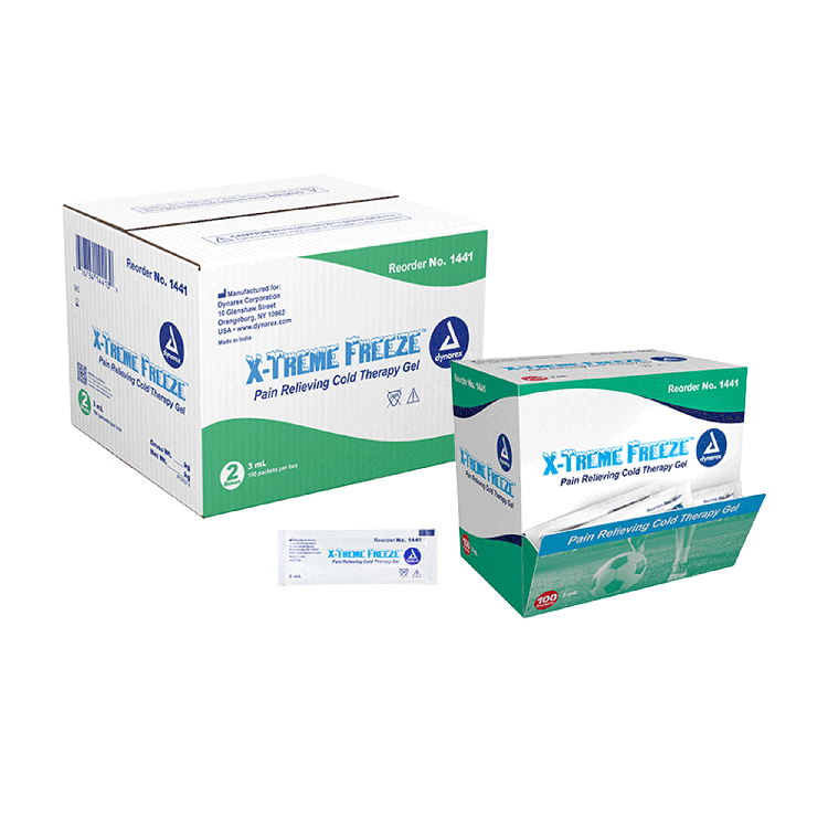 Topical Pain Relief X-Treme Freeze 3 mL packets (100/BX 2BX/CS) by Dynarex Corporation  ID 1441